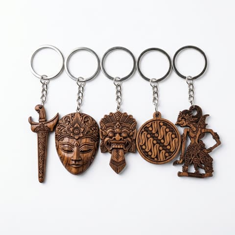 Souvenir Ukir Kayu Gantungan Kunci