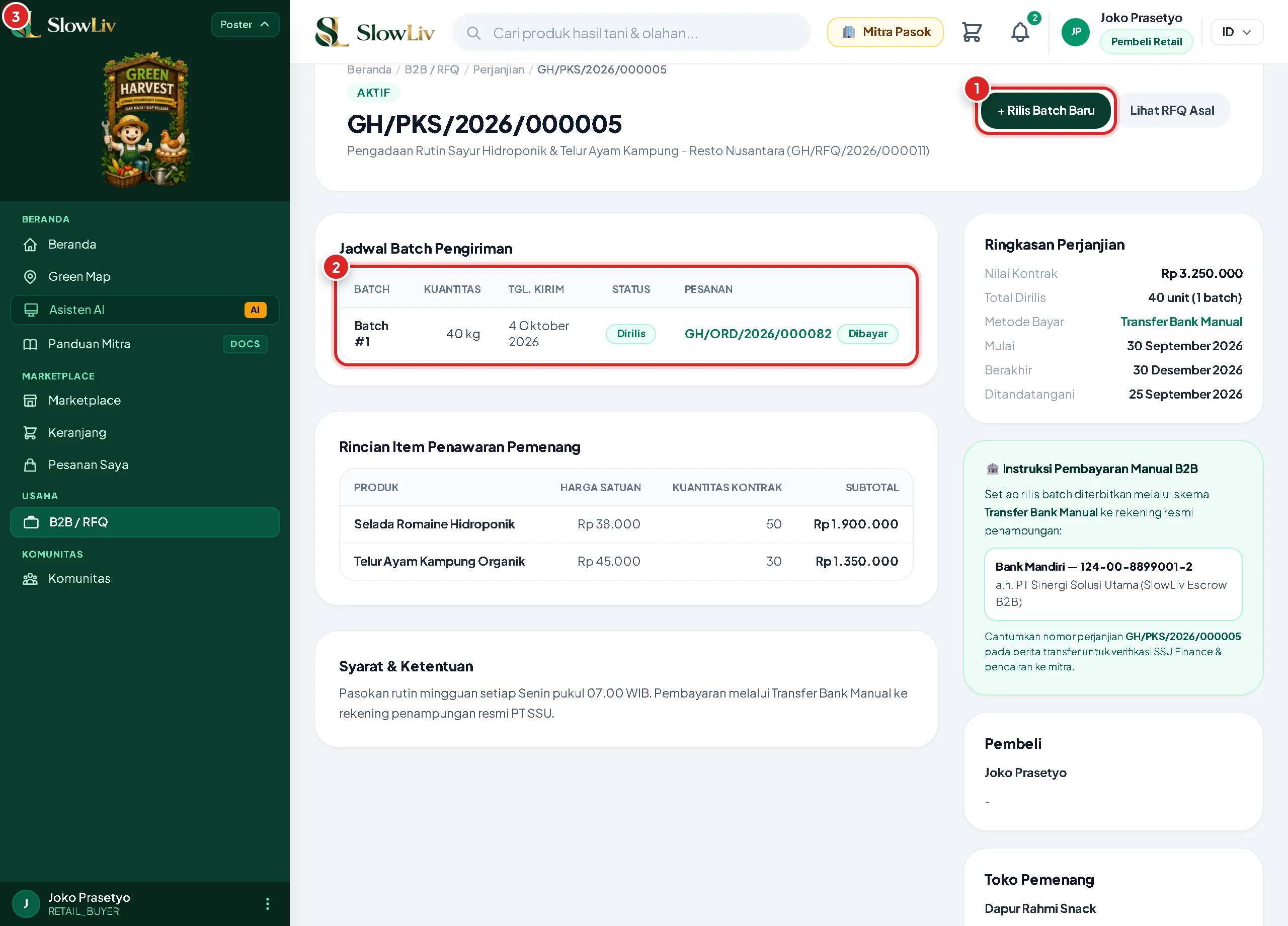 Panduan Rilis Batch Pengiriman & Instruksi Transfer Bank Manual B2B